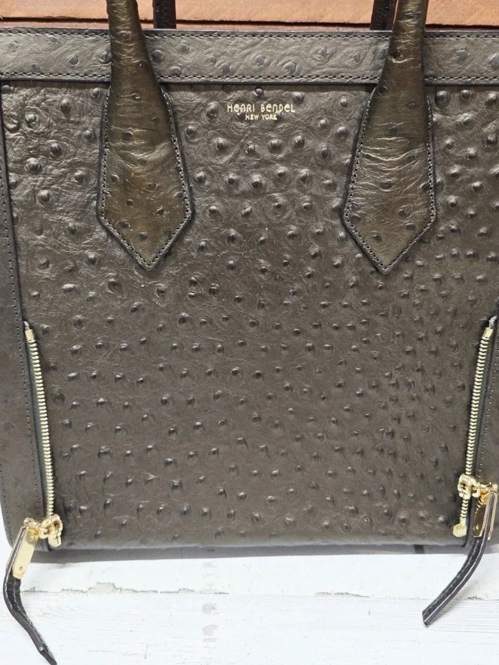 Henri Bendel ostrich Rivington Convertible Tote - Picture 5 of 12